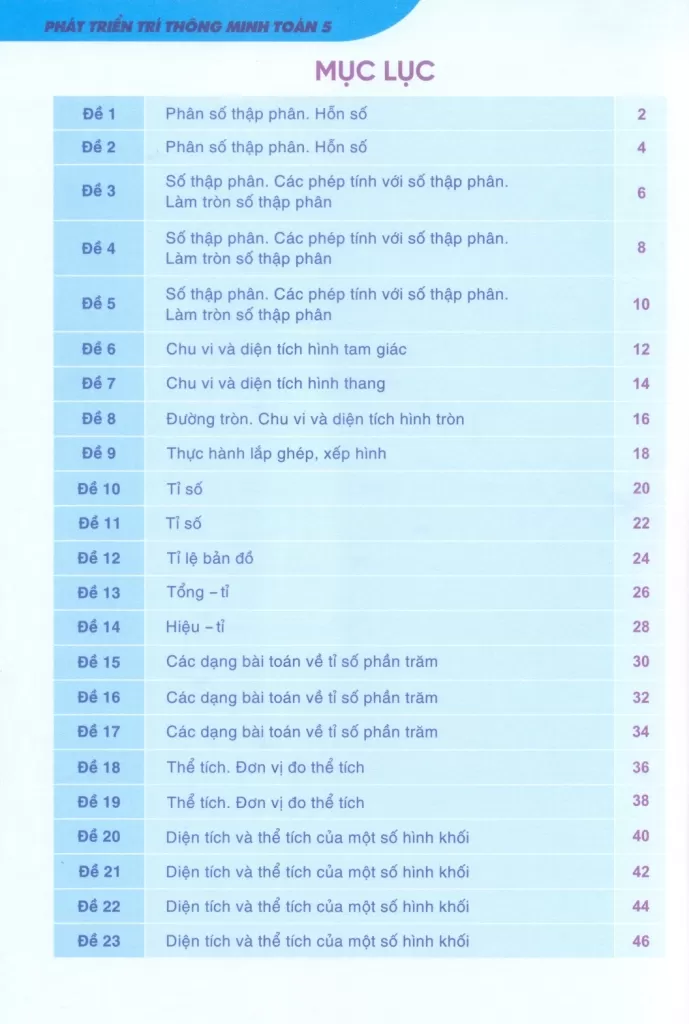 PHÁT TRIỂN TRÍ THÔNG MINH TOÁN LỚP 5 (Dùng chung cho các bộ SGK hiện hành)